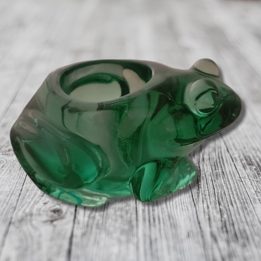 INDIANA Glass Spanish Green Frog 07138 Votive Candle Holder Paper Weight…